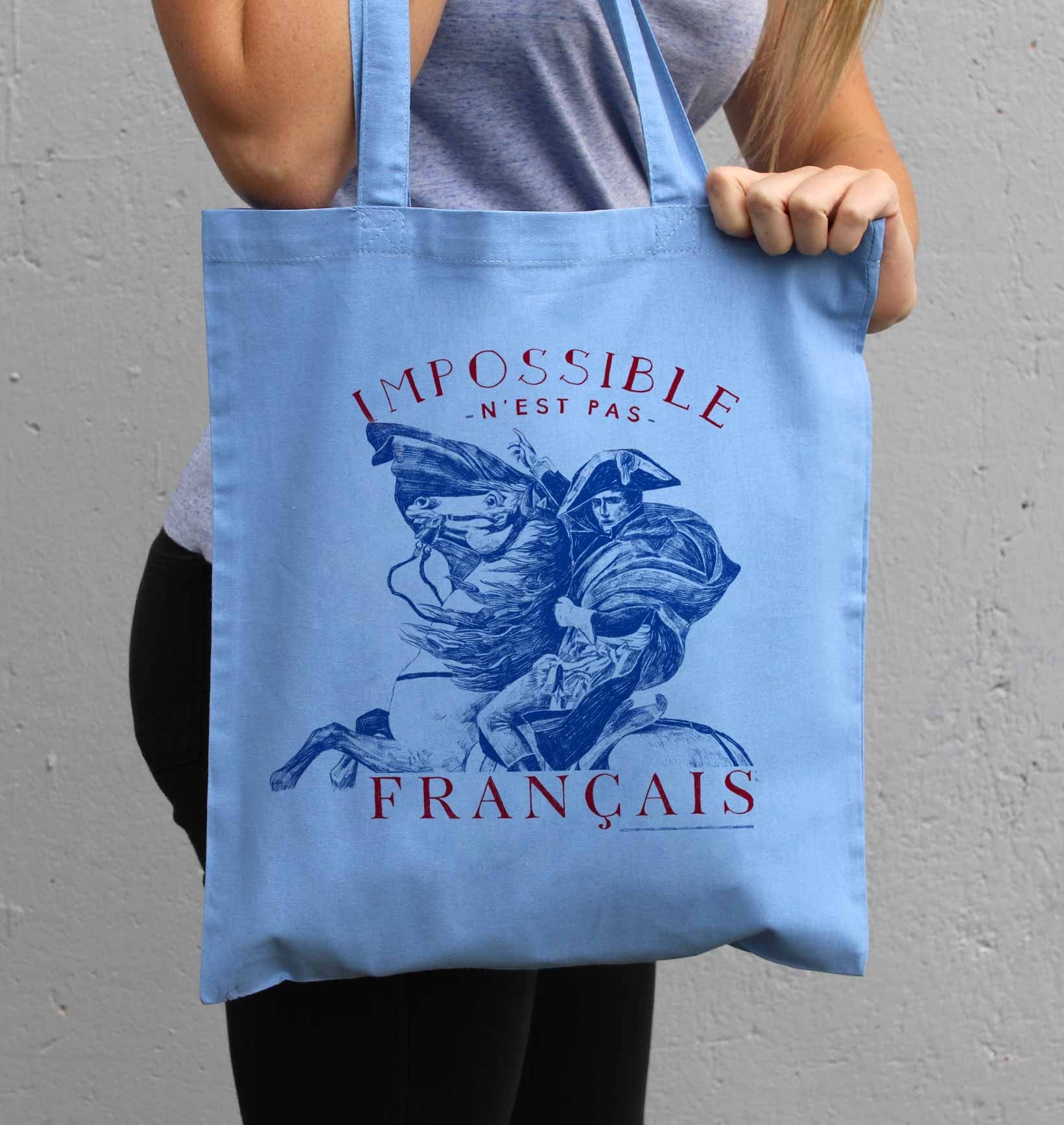 Tote Bag Impossible N'est Pas Français de couleur Écru par La Vie En Bleu