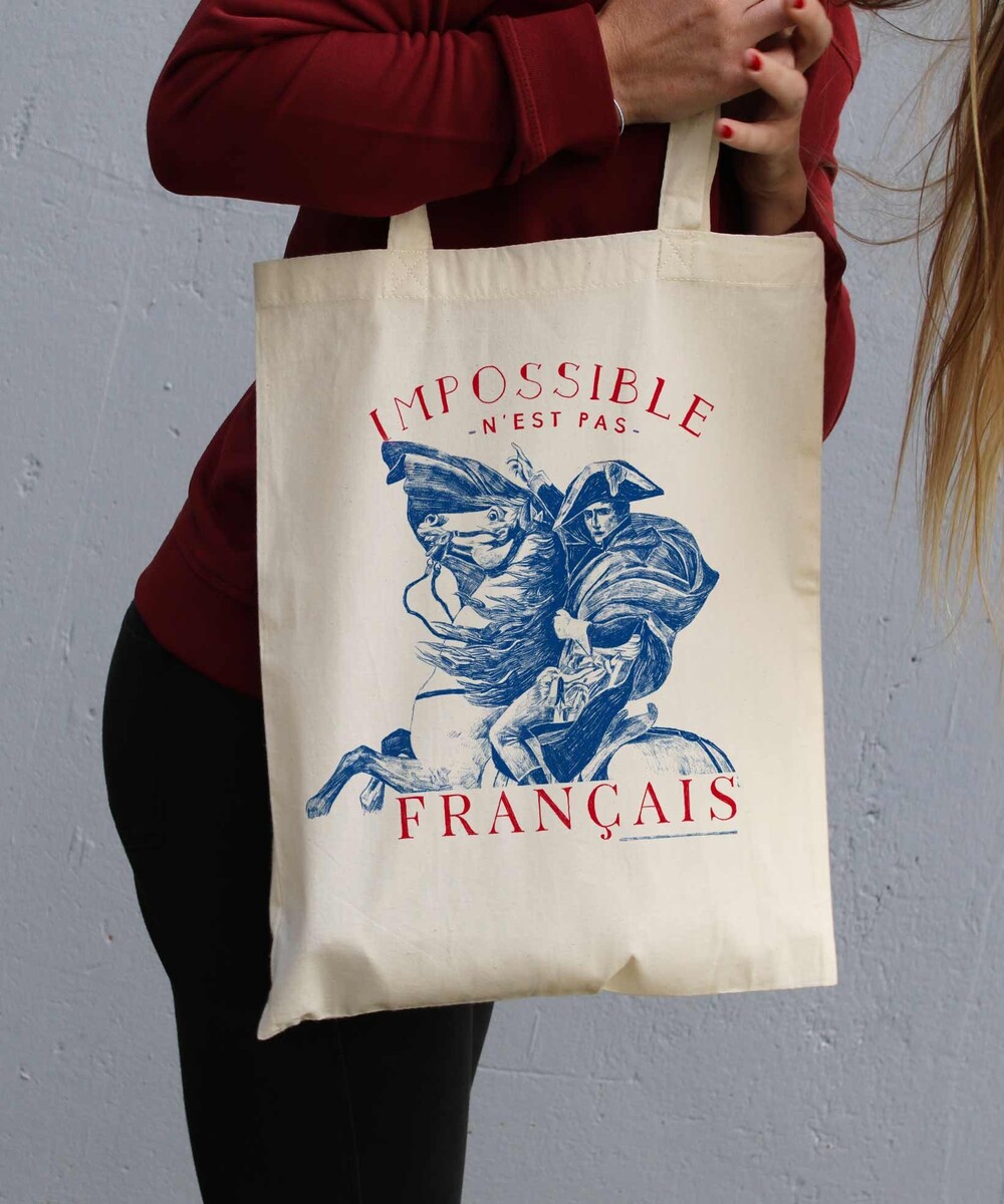 Tote Bag Impossible N'est Pas Français de couleur Crème