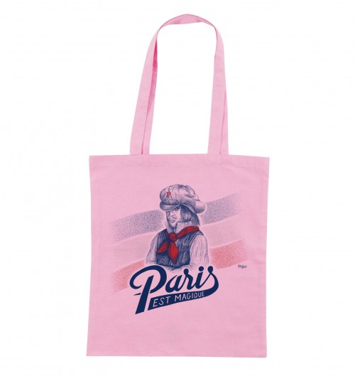 Tote Bag Paris est Magique de couleur Rose