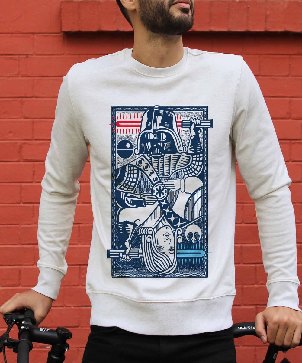 Sweatshirt pour Homme Dark Vador vs Anakin de couleur Gris chiné