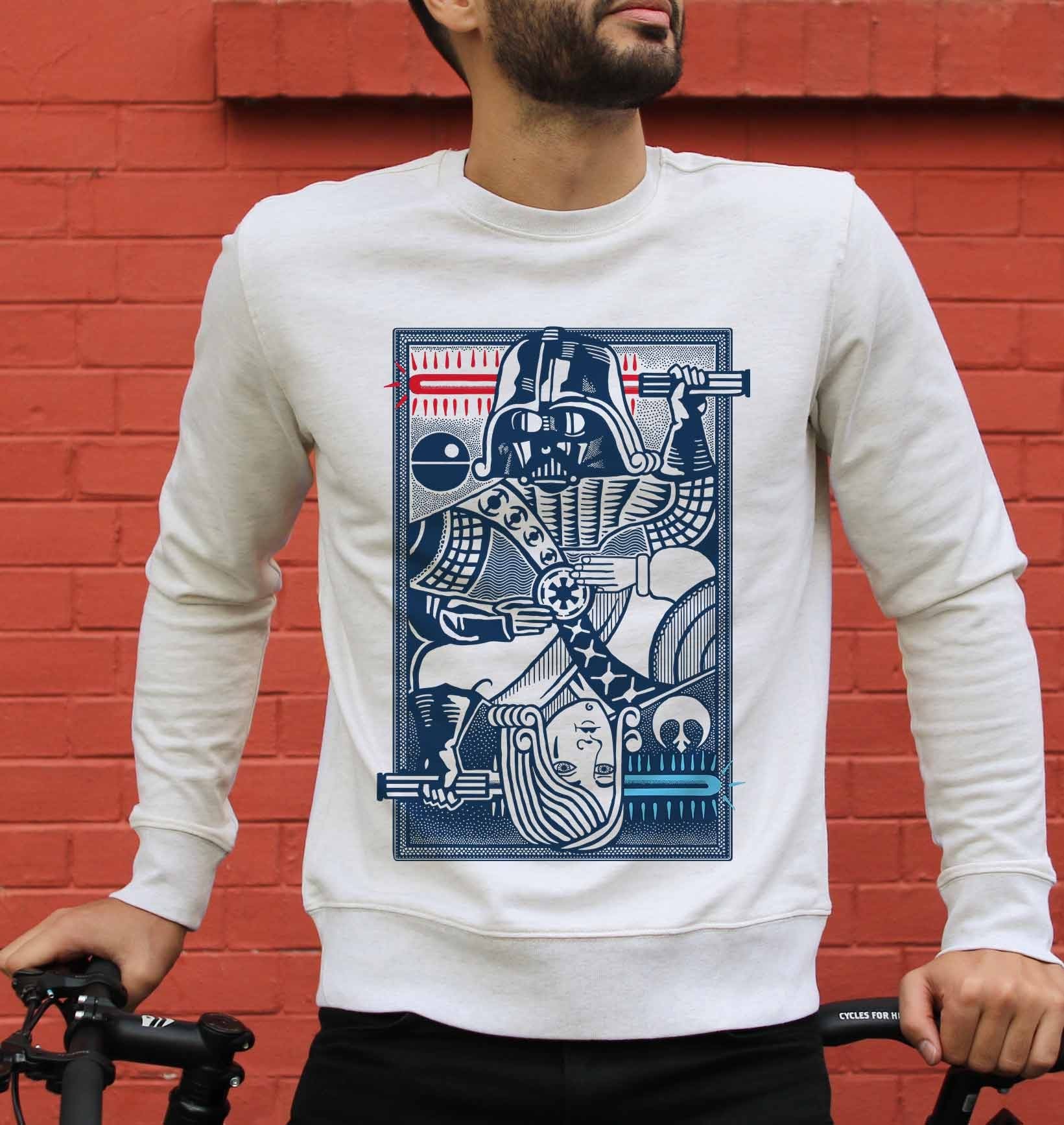 Sweatshirt Dark Vador vs Anakin de couleur Gris chiné par Neon Mystic