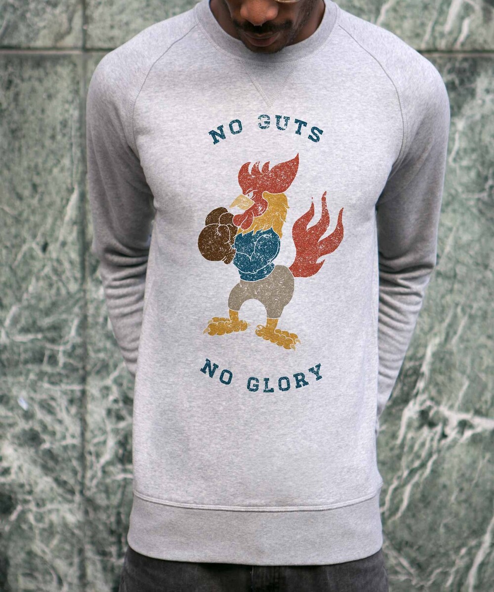 Sweat pour Homme No Guts de couleur Gris chiné