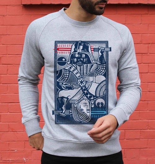 Sweatshirt pour Homme Dark Vador vs Anakin de couleur Gris chiné