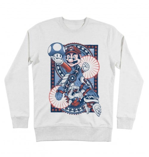 Sweatshirt pour Homme Mario vs Bowser de couleur Gris chiné