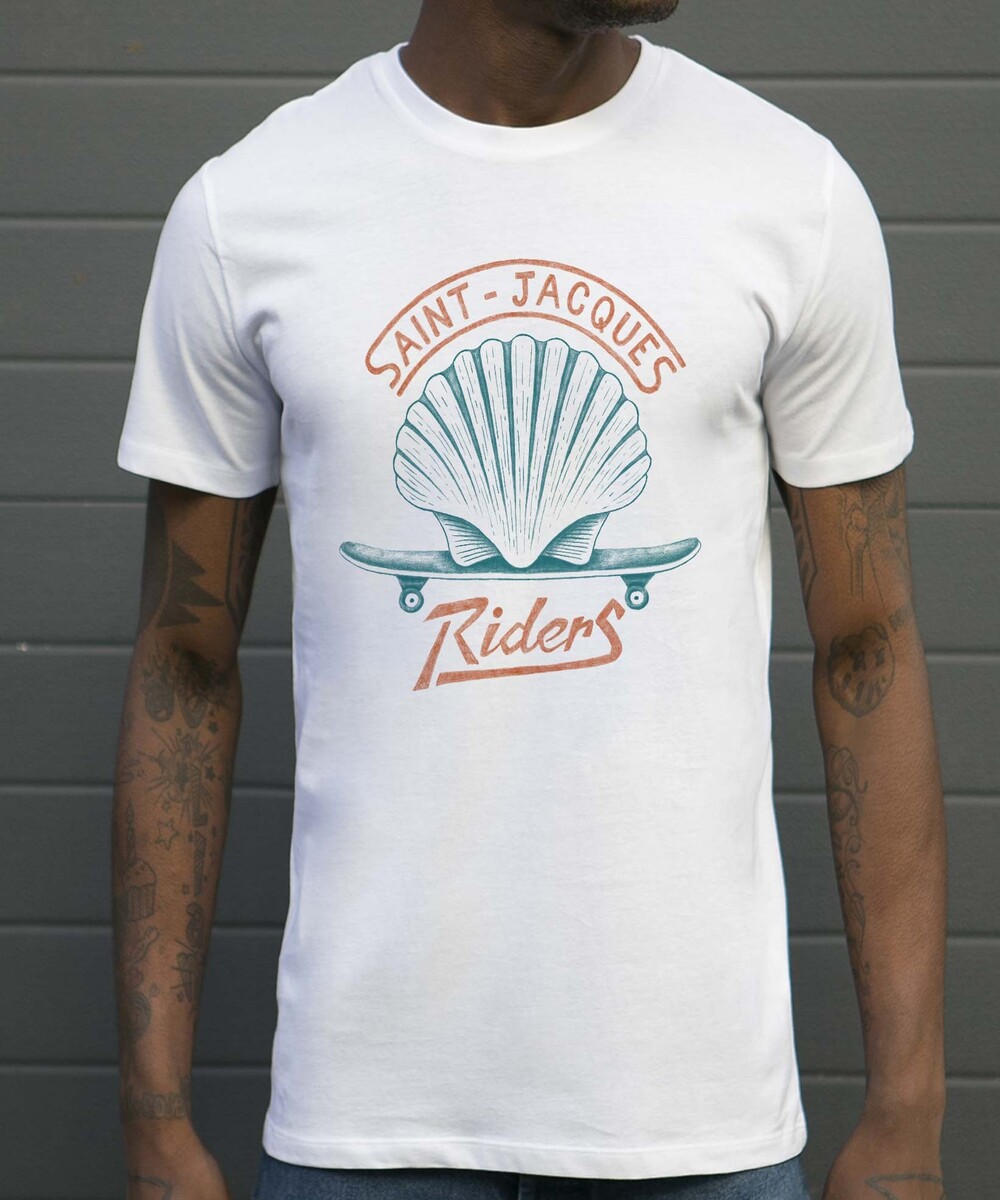T-shirt pour Homme Saint Jacques Riders de couleur Blanc