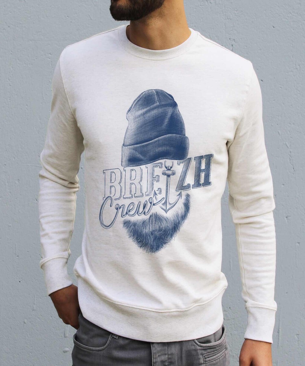 Sweat pour Homme Breizh Crew de couleur Beige chiné