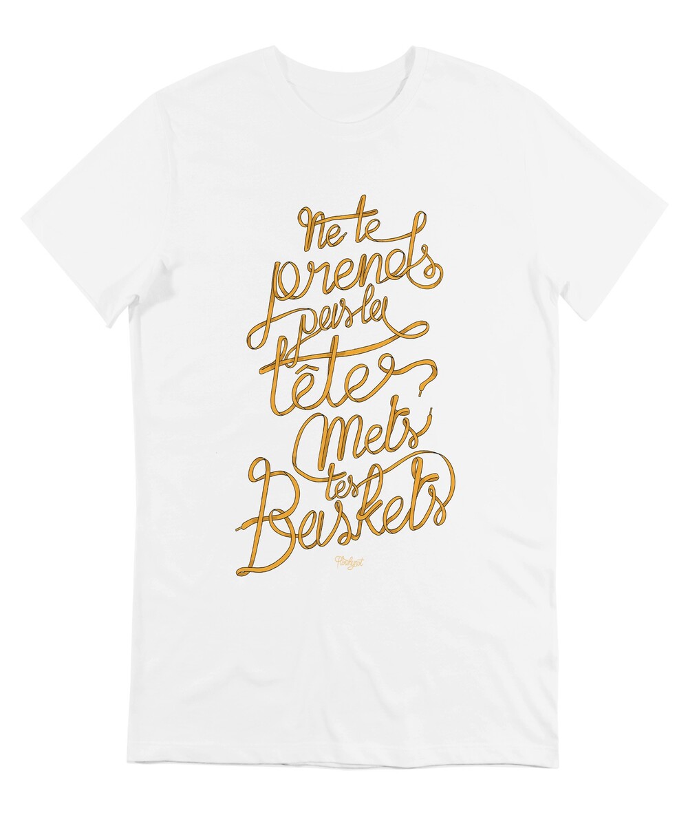 T-shirt pour Homme Te Prends pas la Tête de couleur Blanc