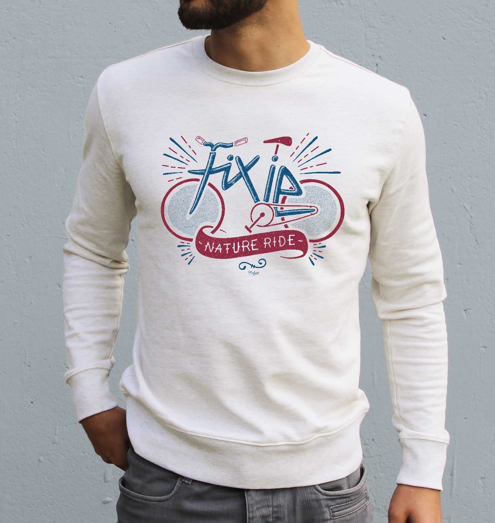 Sweat Fixie de couleur Gris chiné par Flowhynot