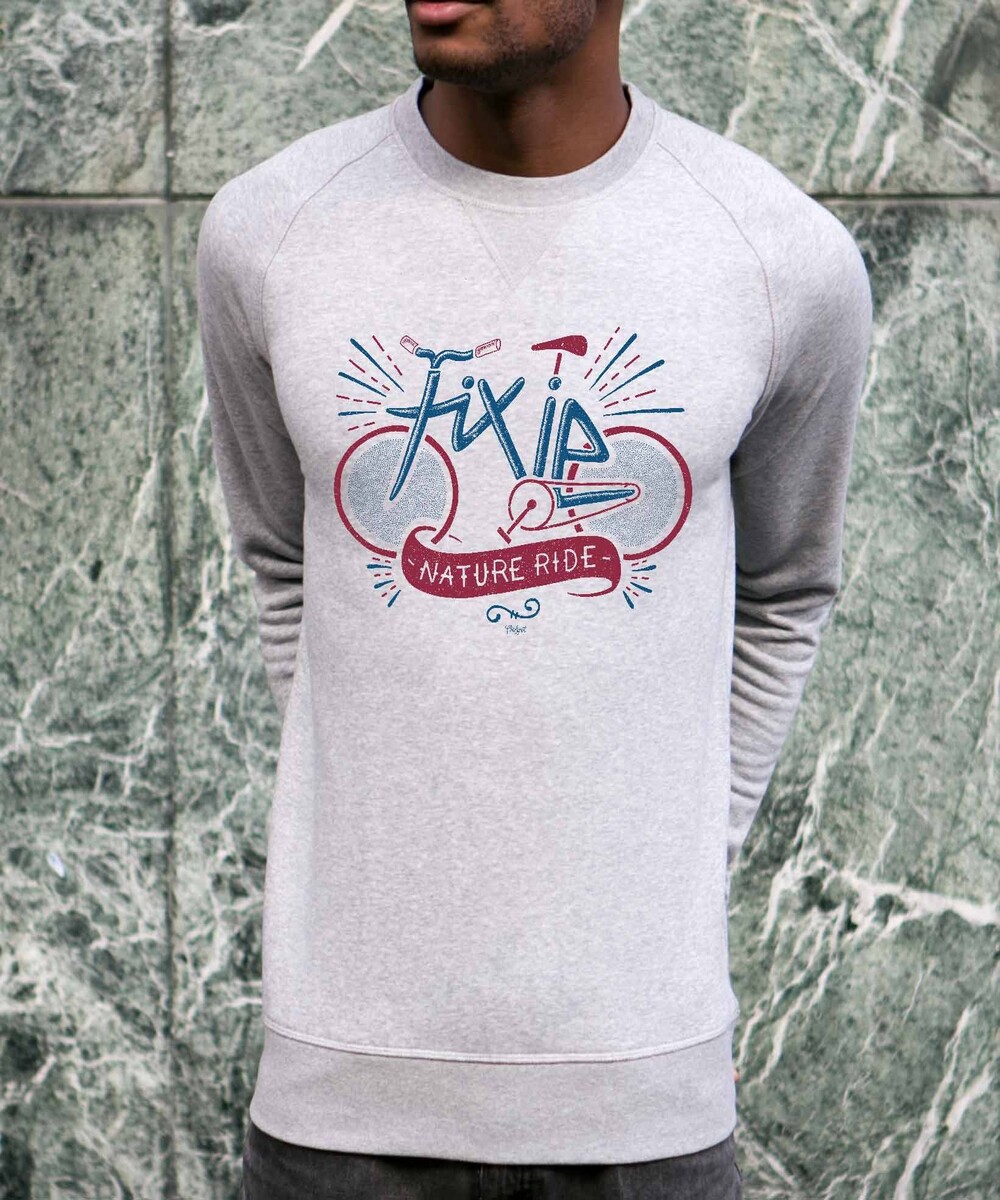 Sweatshirt pour Homme Fixie de couleur Gris chiné