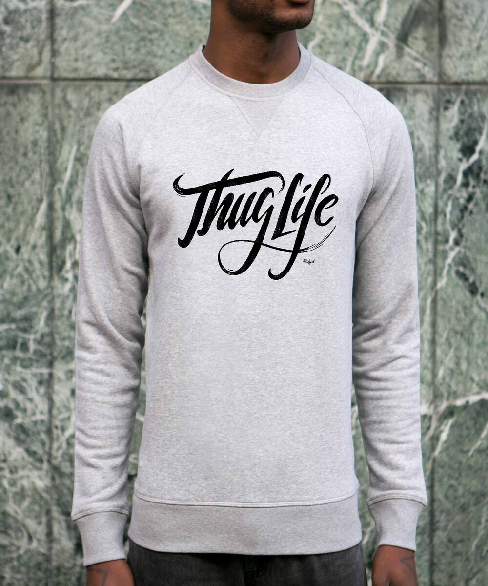 Sweat pour Homme Thug Life de couleur Gris chiné