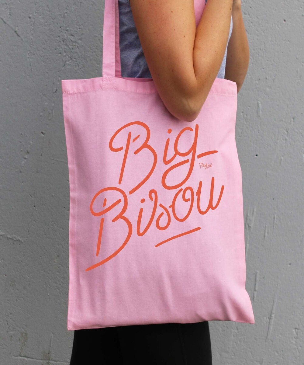Totebag Big Bisou de couleur Rose