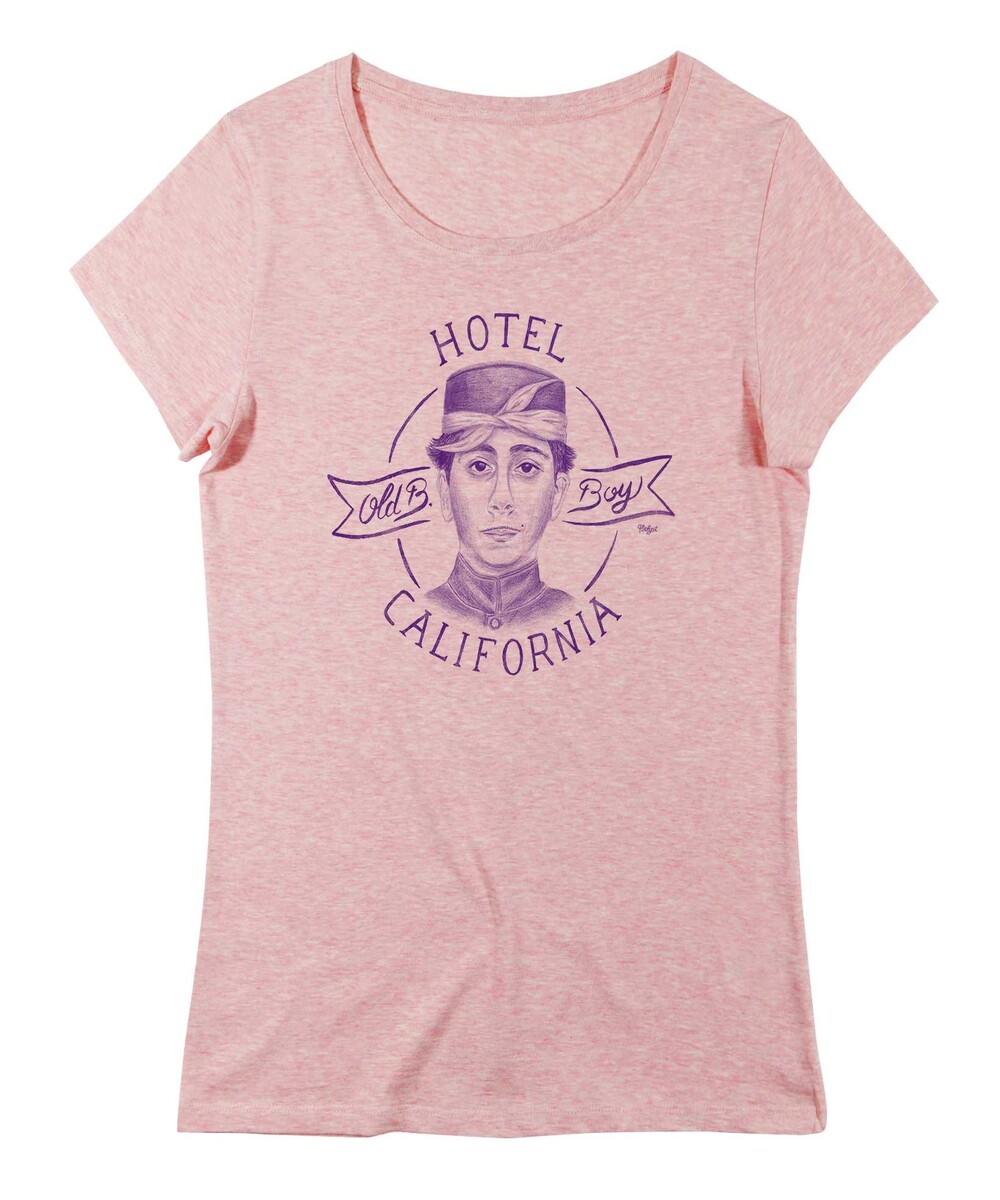 T-shirt pour Femme Femme Hotel California de couleur Rose chiné