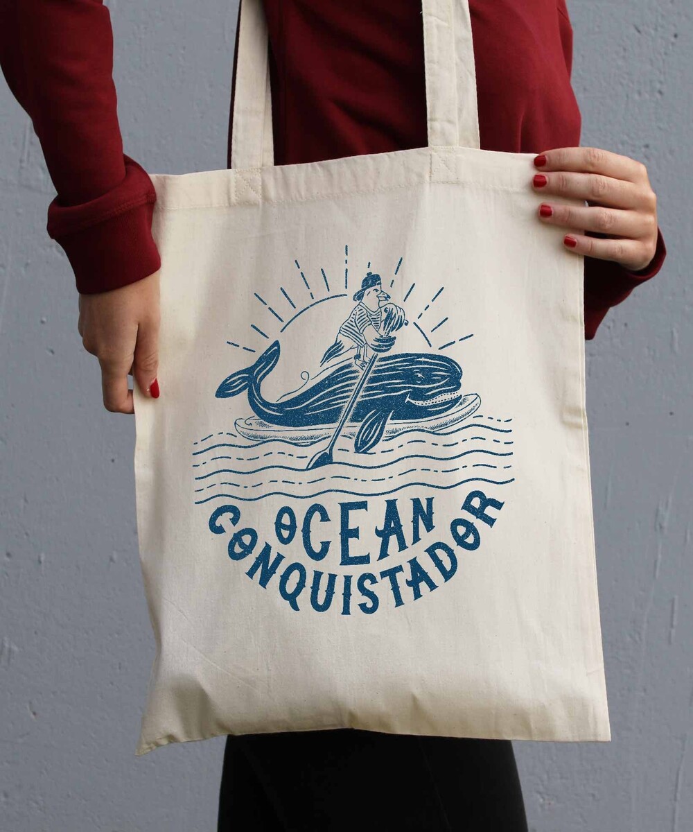 Tote Bag Ocean Conquistador de couleur Crème