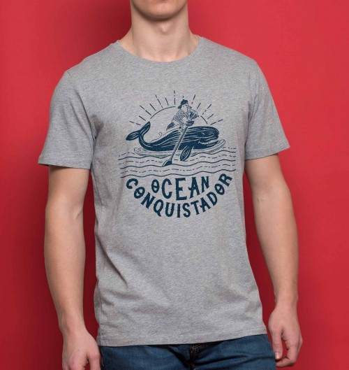 T-shirt pour Homme Ocean Conquistador de couleur Gris chiné