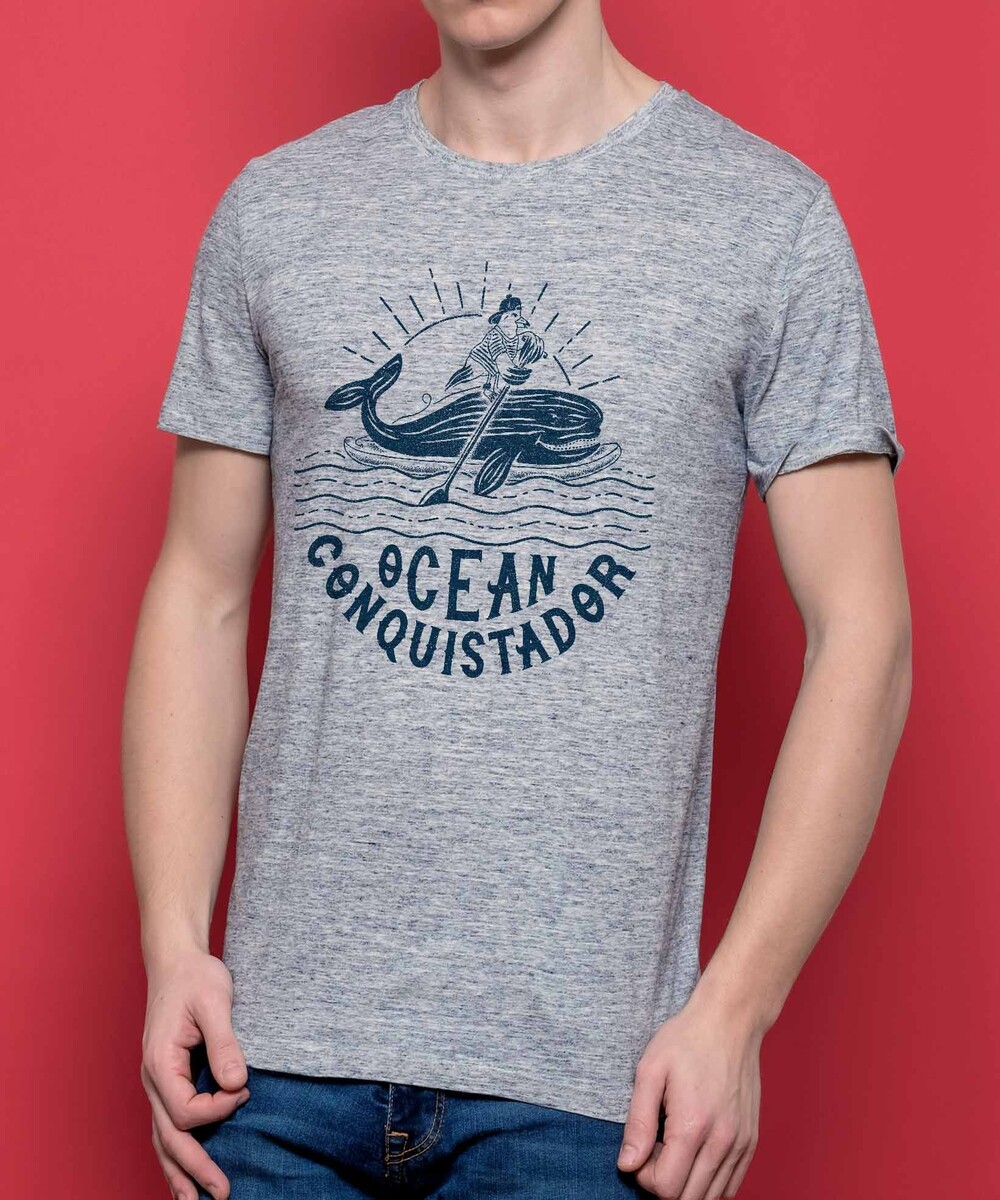 T-shirt pour Homme Ocean Conquistador de couleur Bleu tramé