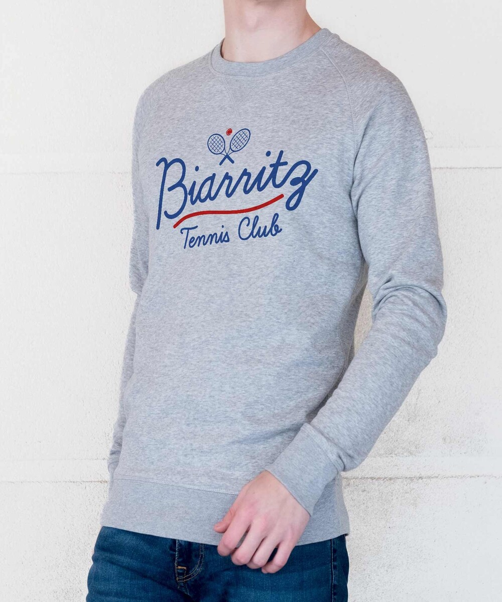 Sweat pour Homme Biarritz Tennis Club de couleur Gris chiné