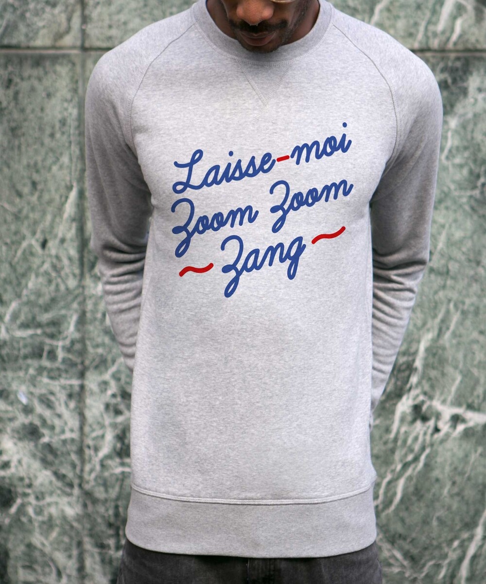 Sweat pour Homme Zoom Zoom Zang de couleur Gris chiné
