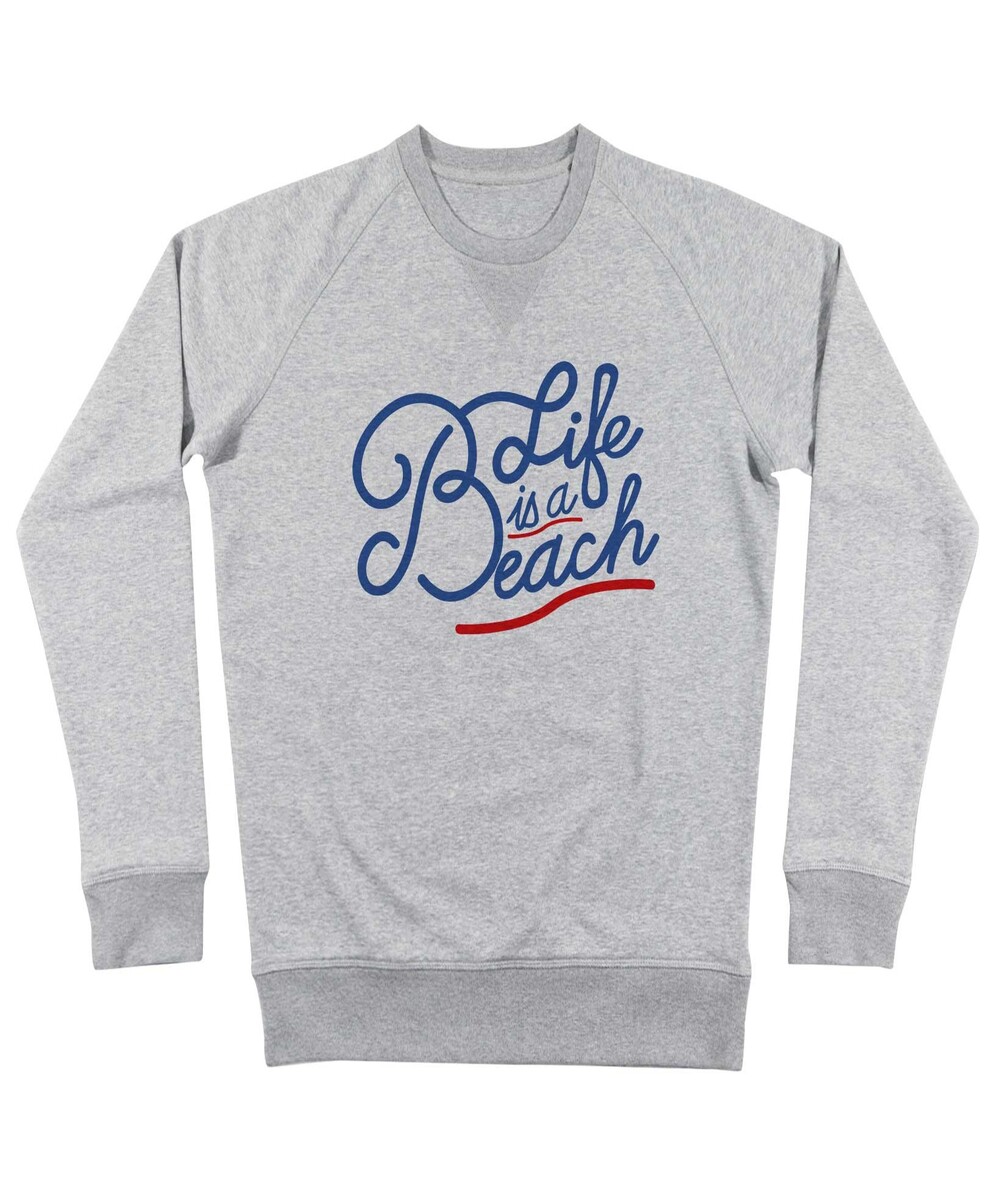 Sweat-shirt pour Homme Life is a Beach de couleur Gris chiné