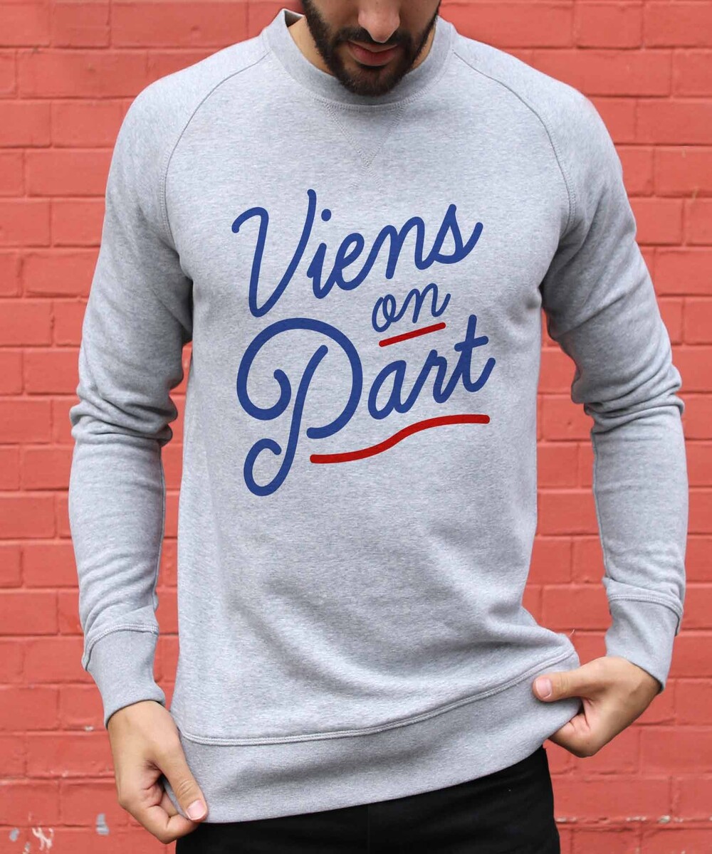 Sweatshirt pour Homme Viens On Part de couleur Gris chiné
