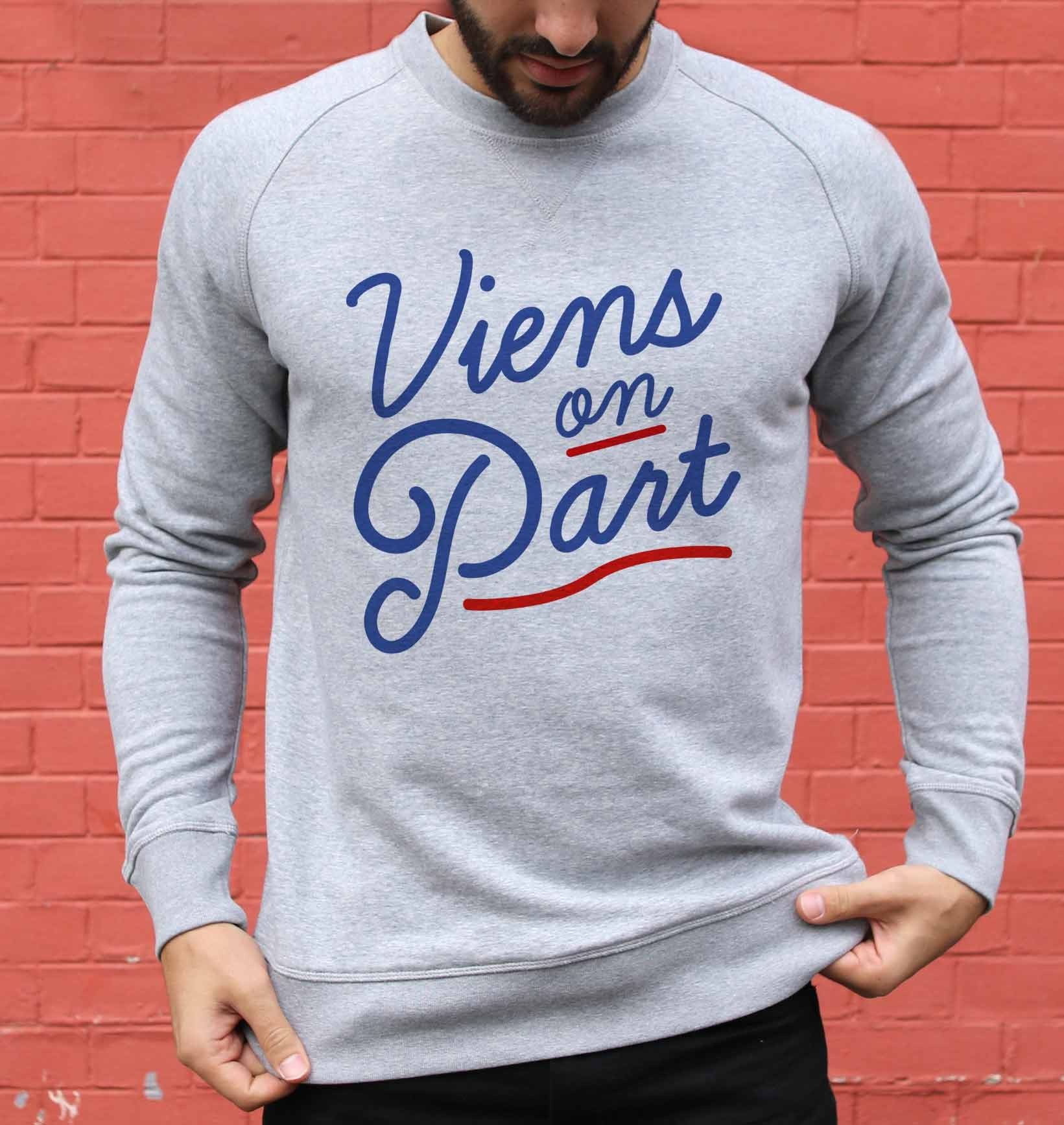 Sweatshirt Viens On Part de couleur Gris chiné par Vague A L'Âme