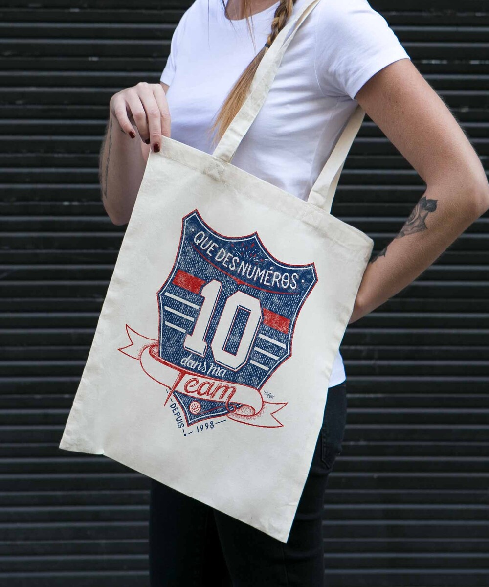 Tote Bag Que Des Numéros 10 Dans Ma Team de couleur Écru