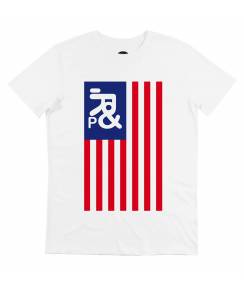T-shirt pour Homme Drapeau USA de couleur Blanc