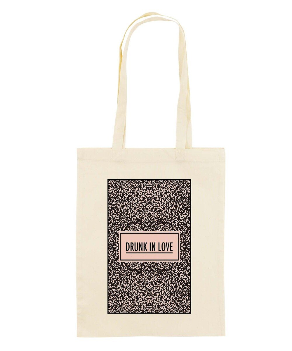 Tote Bag Drunk in Love de couleur Crème