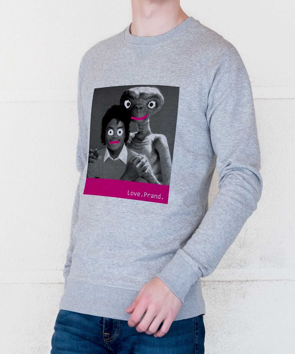 Sweat pour Homme Michael Jackson vs E.T. de couleur Gris chiné