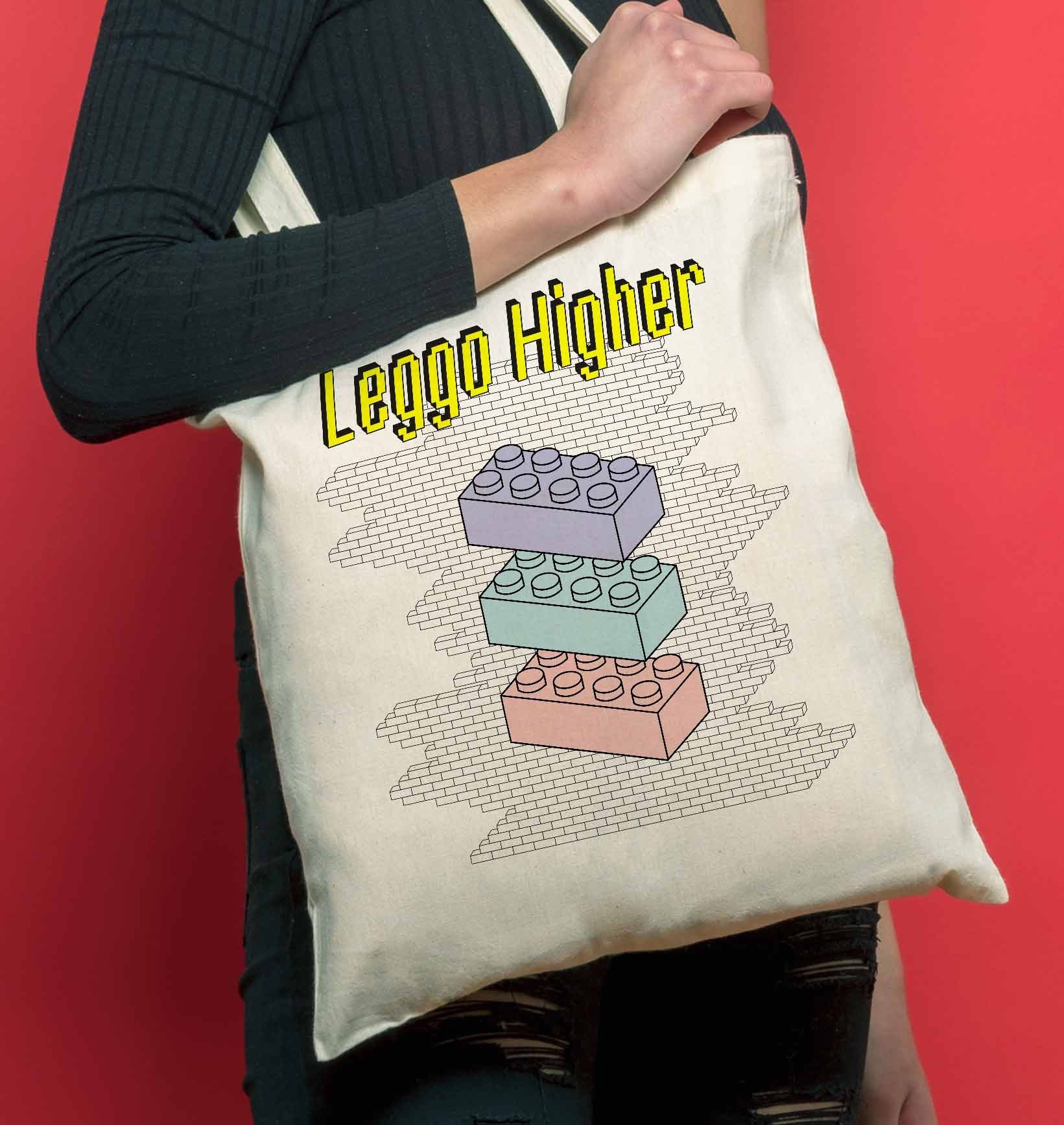 Tote Bag Leggo Higher de couleur Écru par Smiling Paris