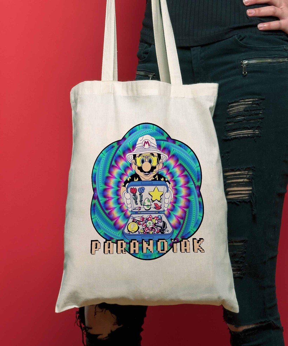 Tote Bag Mario Paranoïak de couleur Crème