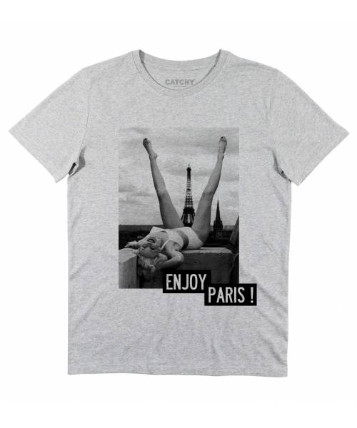 T-shirt pour Homme Enjoy Paris de couleur Gris chiné