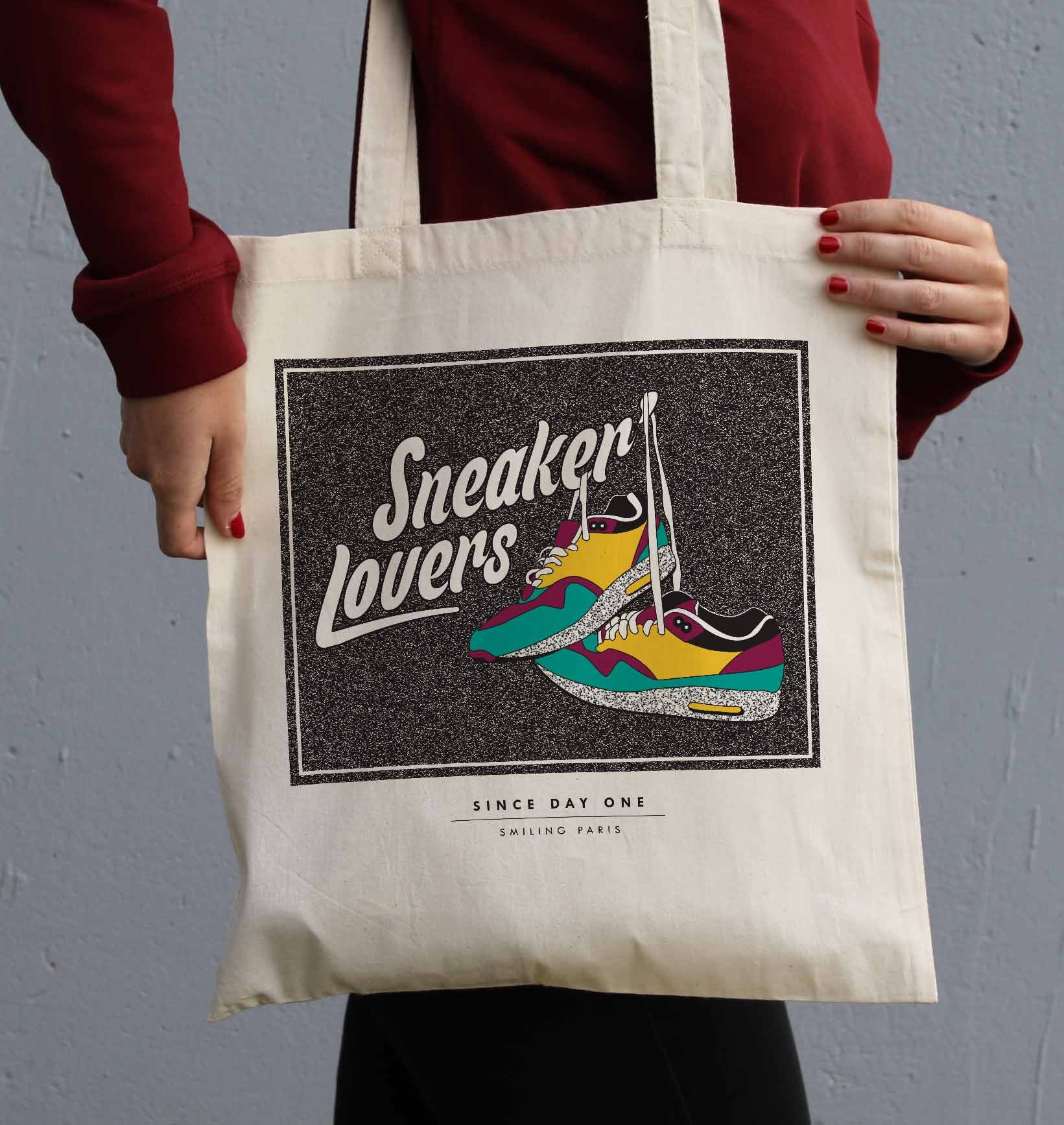 Tote Bag Sneakers Lovers de couleur Écru par Smiling Paris