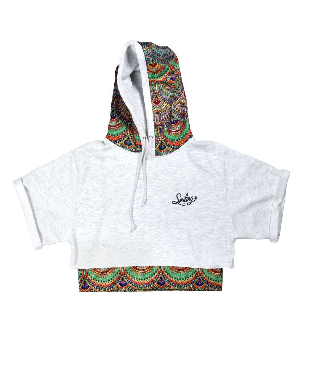 Crop Hoodie India de couleur Gris chiné
