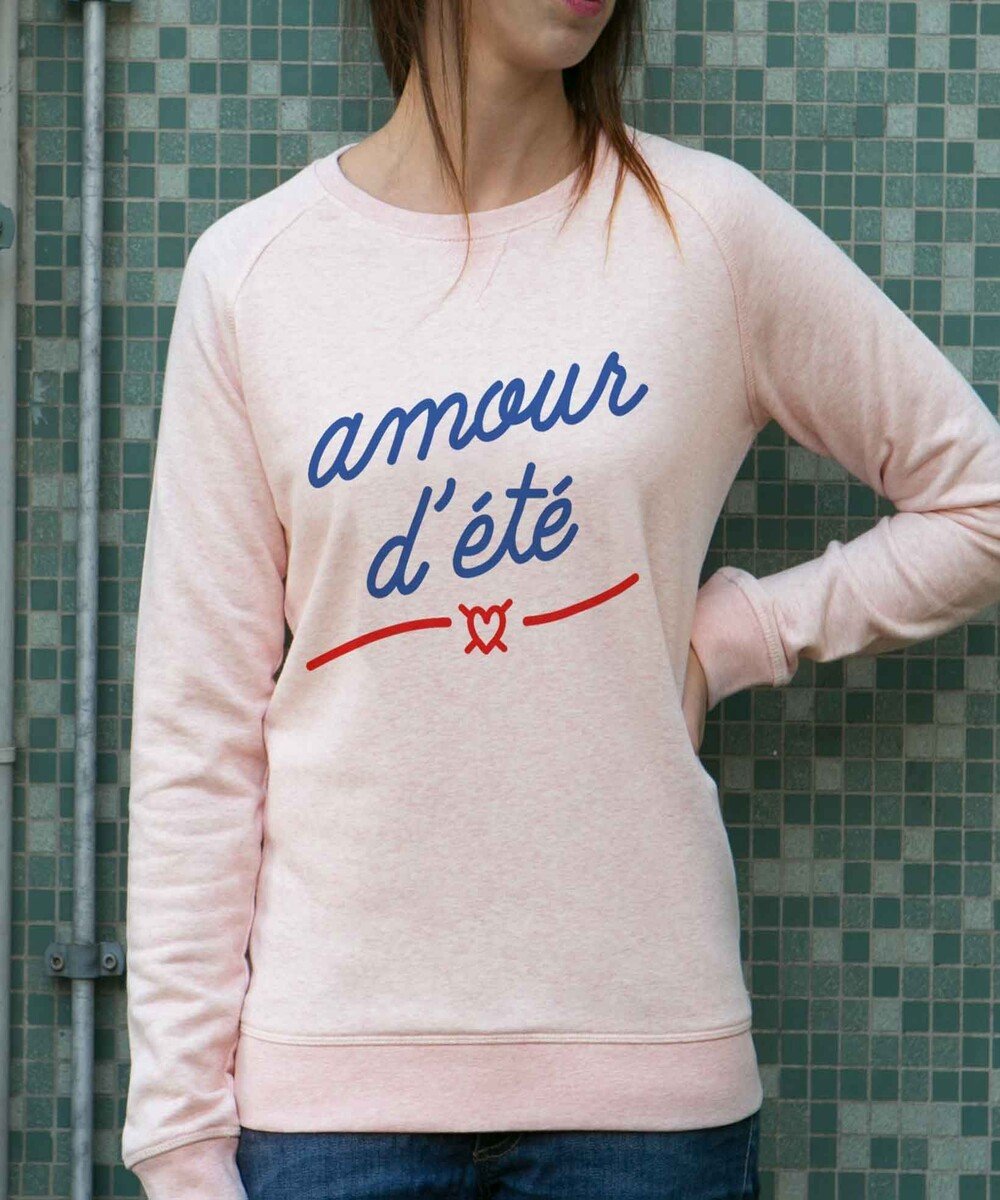 Sweat pour Femme Femme Amour d'Eté de couleur Rose