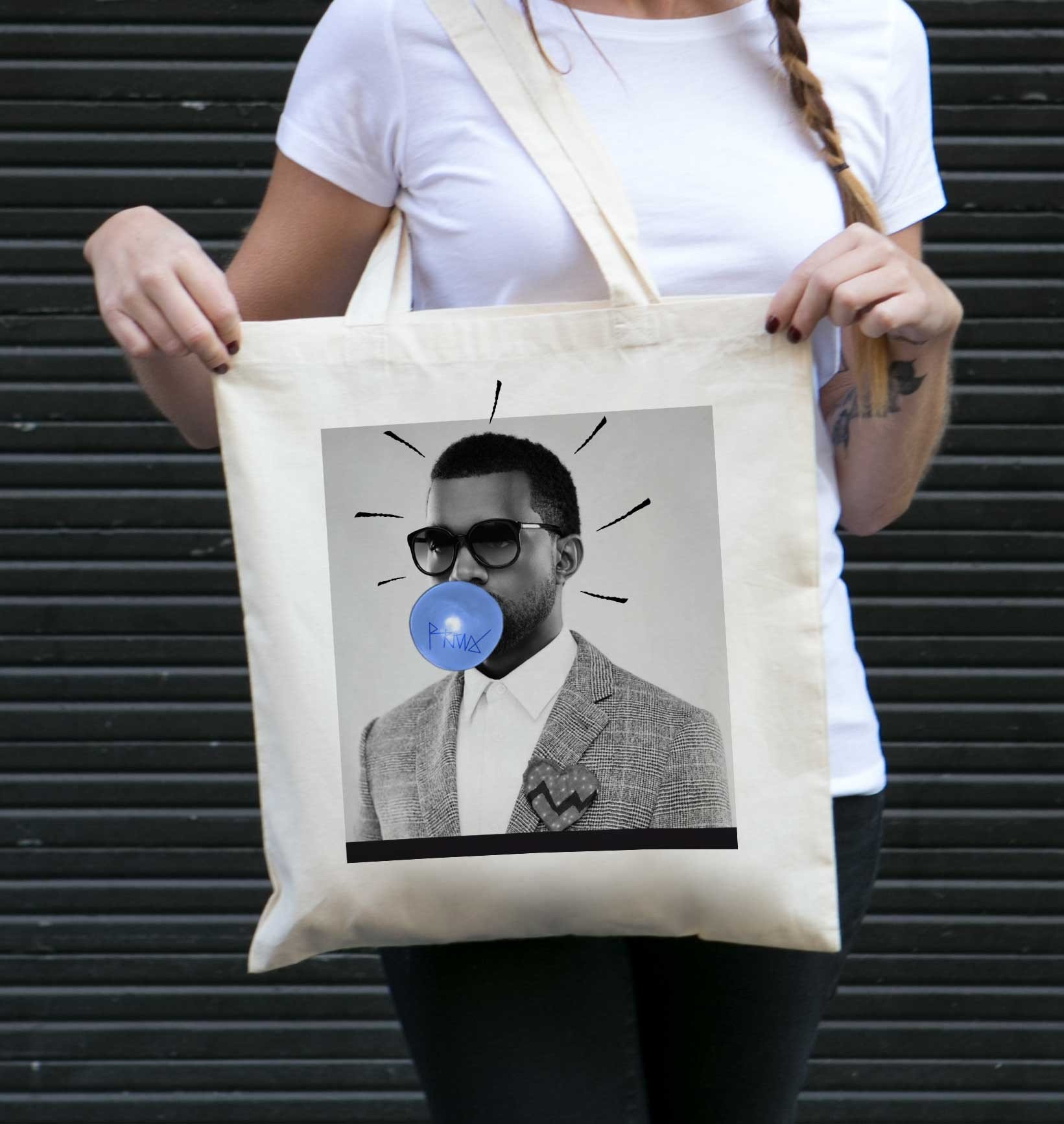 Tote Bag Kanye West de couleur Écru par Prand