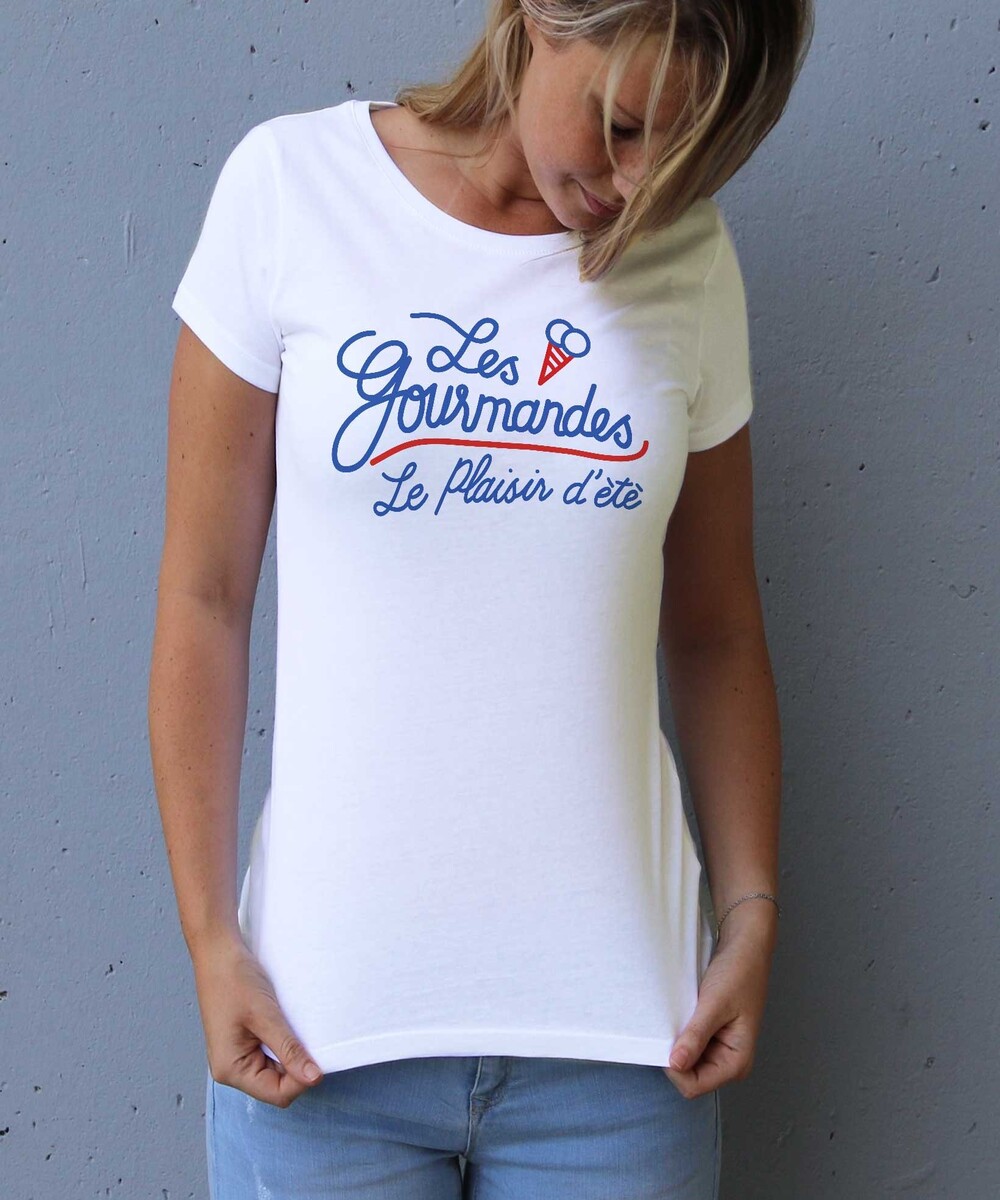 T-shirt pour Femme Femme Les Gourmandes de couleur Blanc