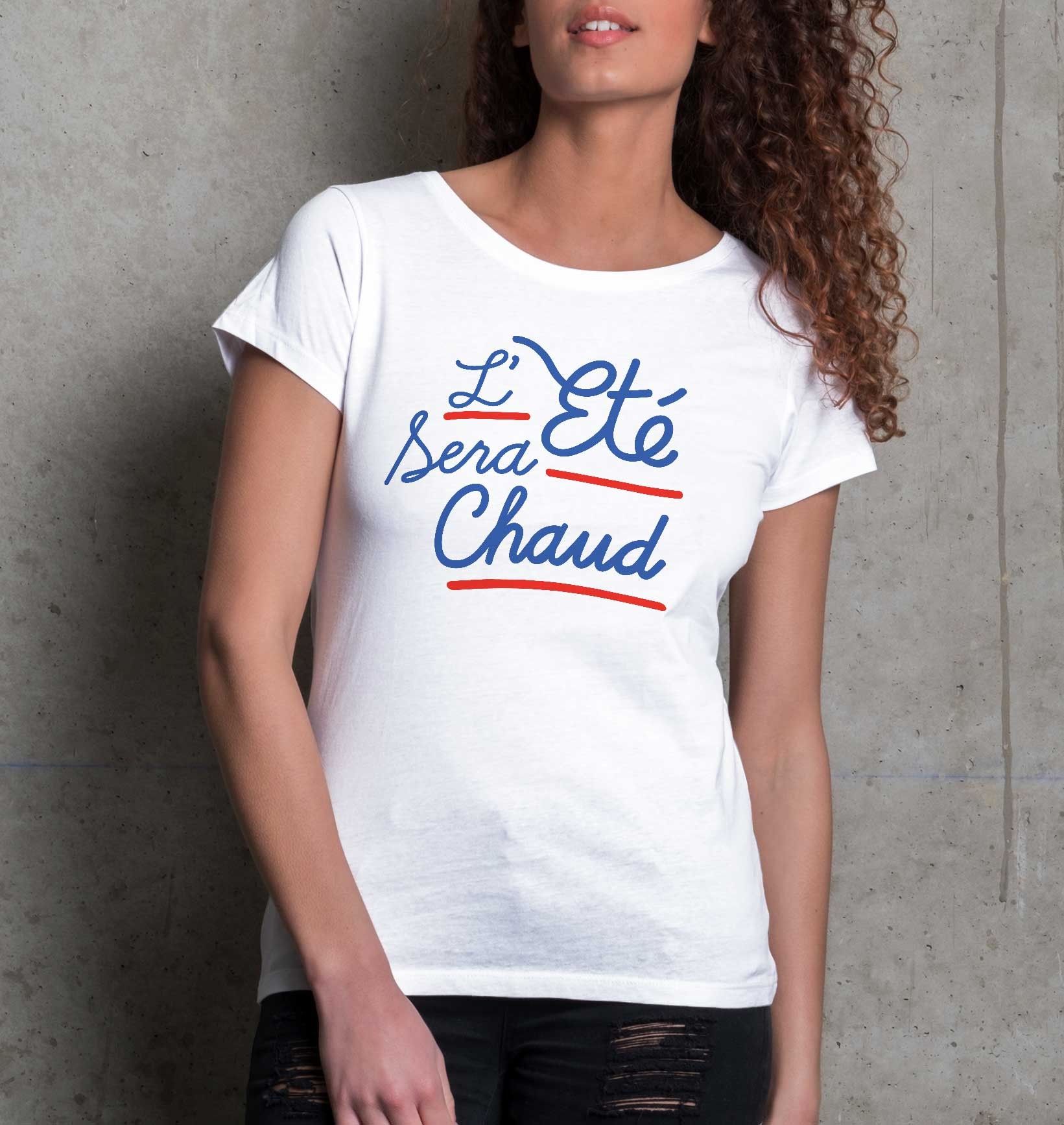 T-shirt Femme L'Eté Sera Chaud de couleur Blanc par Vague A L'Âme