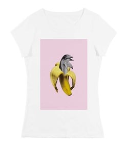 T-shirt Femme avec un Femme Dauphin Banane Grafitee