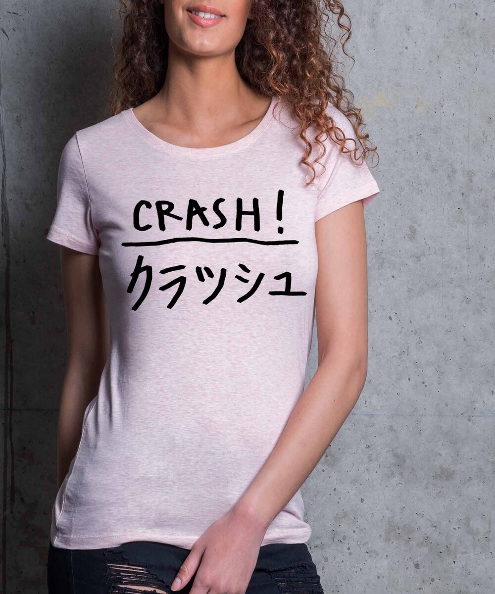 T-shirt pour Femme Femme Crash de couleur Rose chiné