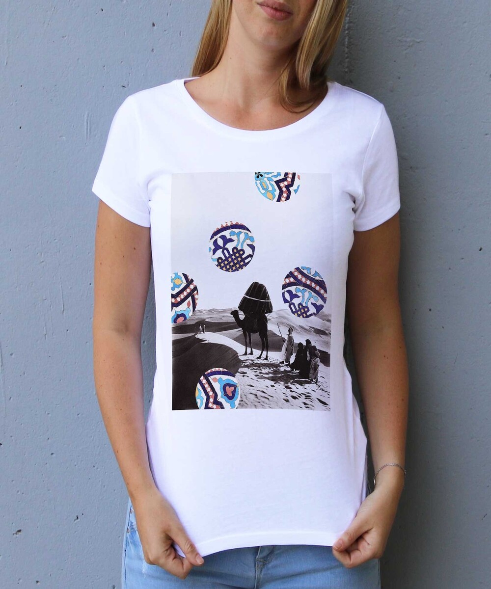 T-shirt pour Femme Femme Désert & Motifs de couleur Blanc
