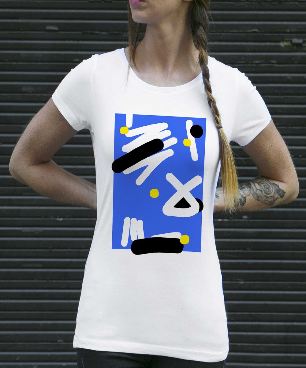 T-shirt pour Femme Femme Stratégie Abstraite de couleur Blanc