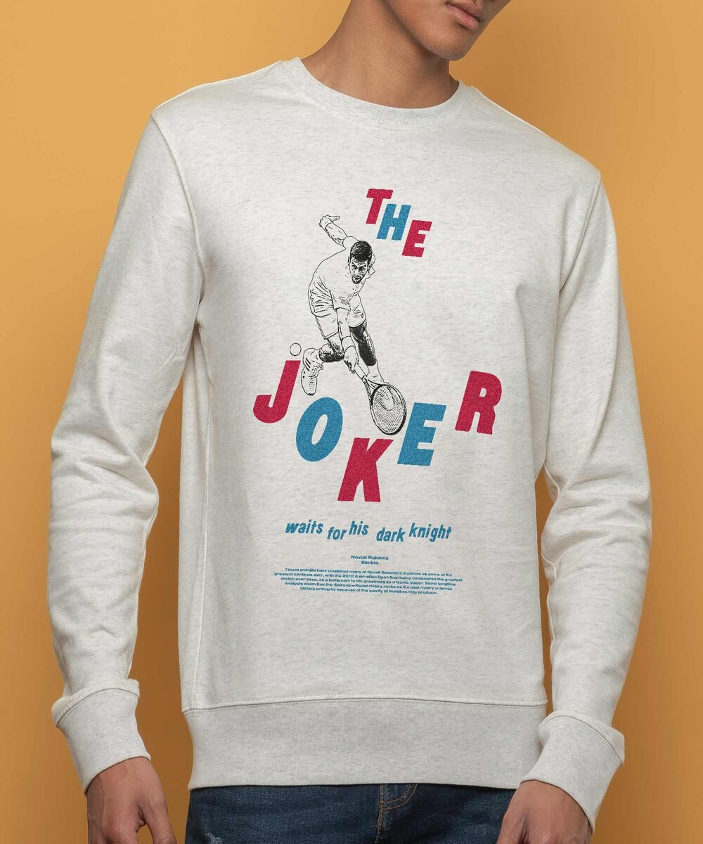 Sweat pour Homme Novak Djokovic de couleur Beige chiné