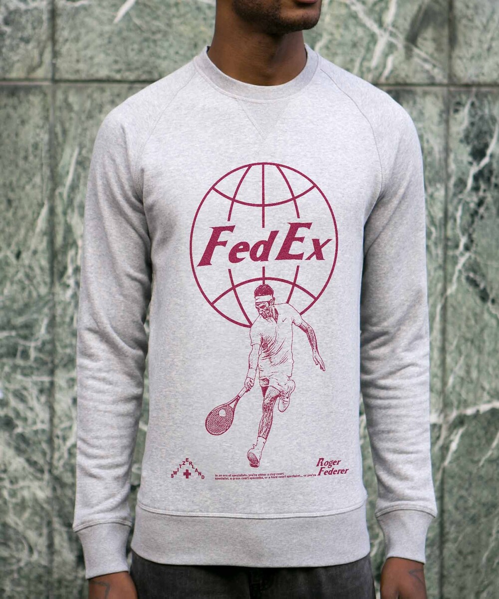 Sweat pour Homme Roger Federer de couleur Gris chiné