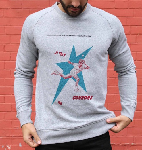 Sweatshirt pour Homme Jimmy Connors de couleur Gris chiné