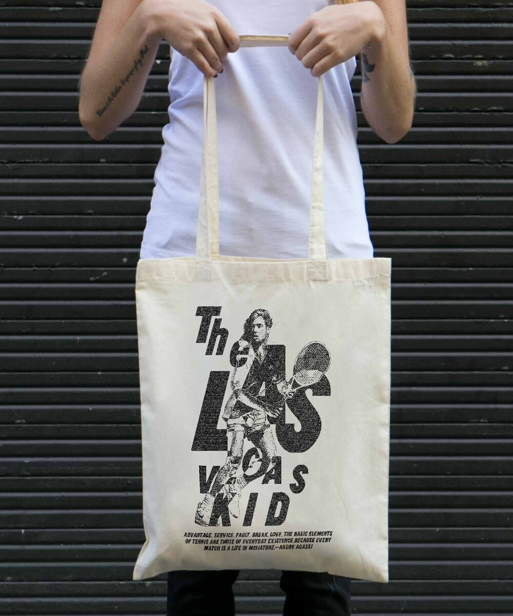 Tote Bag pour Femme Andre Agassi de couleur Écru