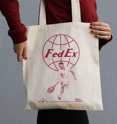 Tote Bag pour Femme Roger Federer de couleur Écru