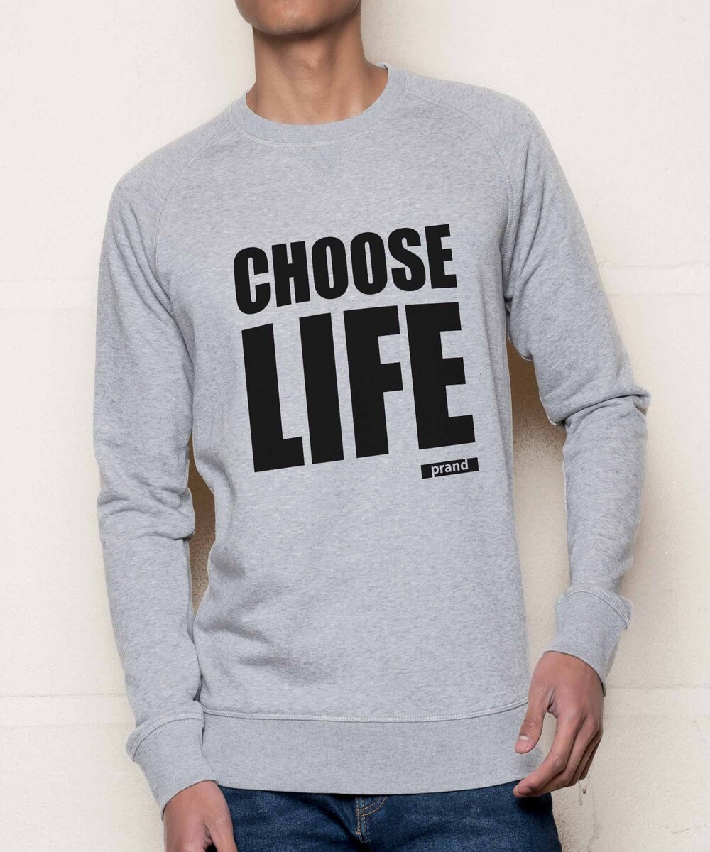 Sweat pour Homme Choose Life de couleur Gris chiné
