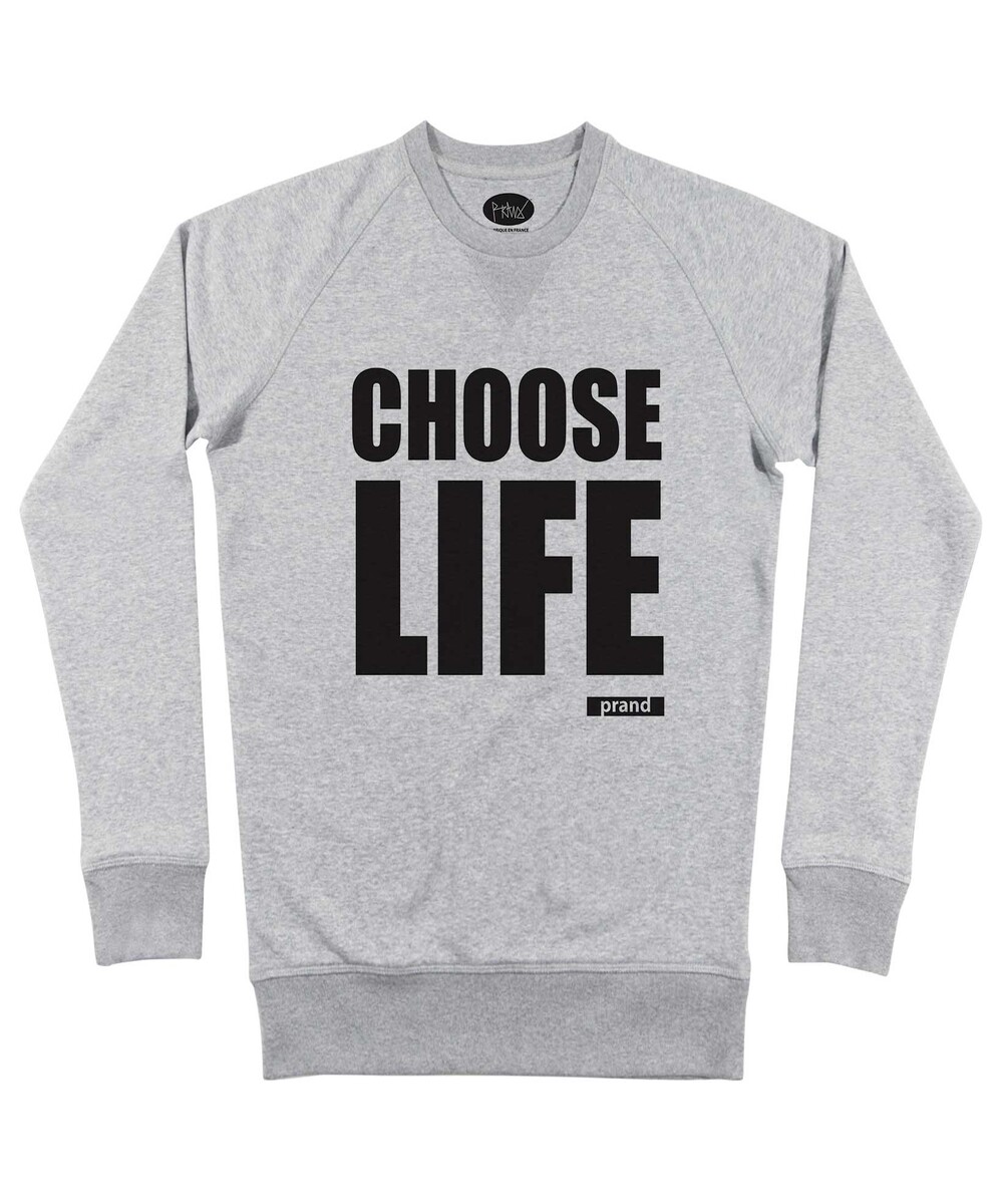 Sweat pour Homme Choose Life de couleur Gris chiné