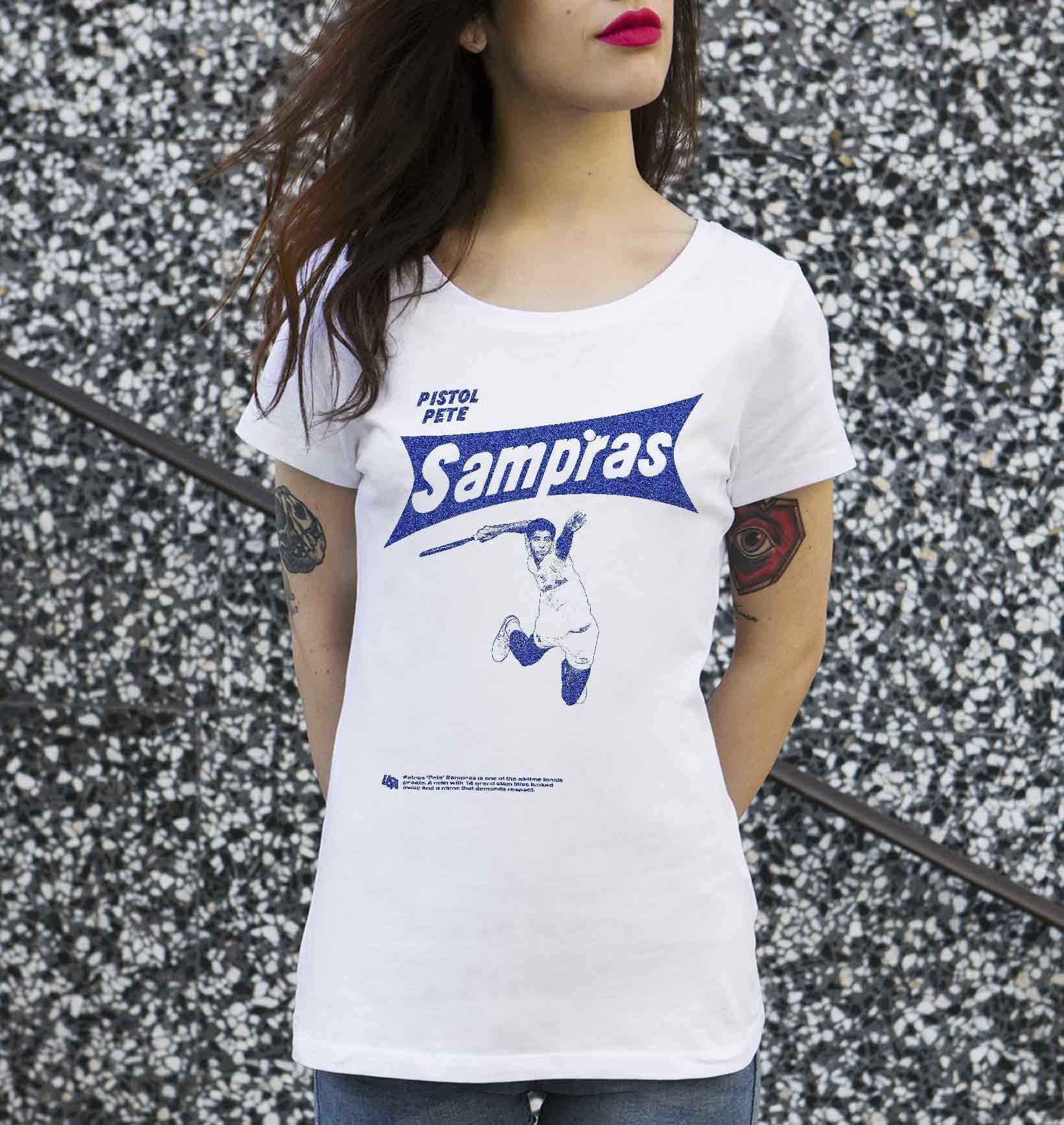 T-shirt Femme Pete Sampras de couleur Blanc par Love Means Nothing
