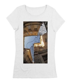 T-shirt pour Femme Femme Pin-Up D'Avignon de couleur Beige chiné